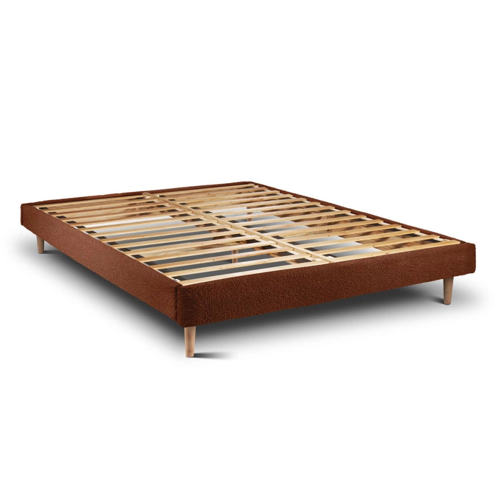 Letto 135x190 cm con testata imbottita - tessuto bouclé