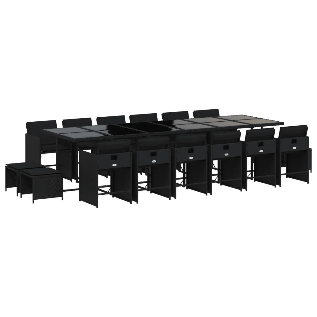 Set da Pranzo da Giardino 17 pz con Cuscini Nero in Polyrattan 3277950