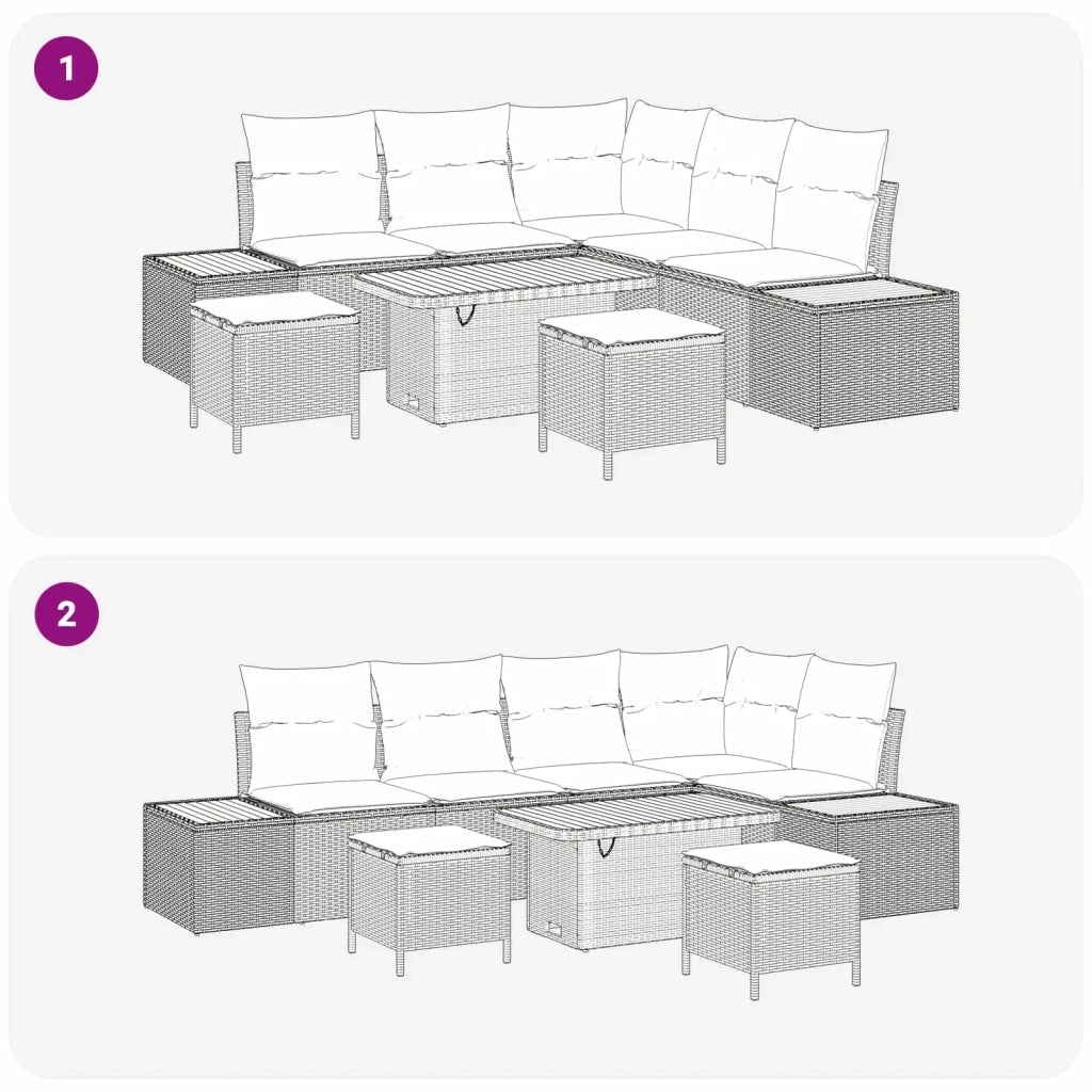Set Divano da Giardino con cuscino 8 pcs Beige e Grigio Chiaro 3363307