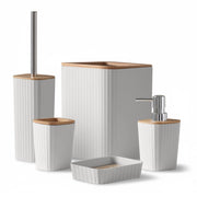 Set accessori bagno crema in plastica e bambù 5 pezzi – Show