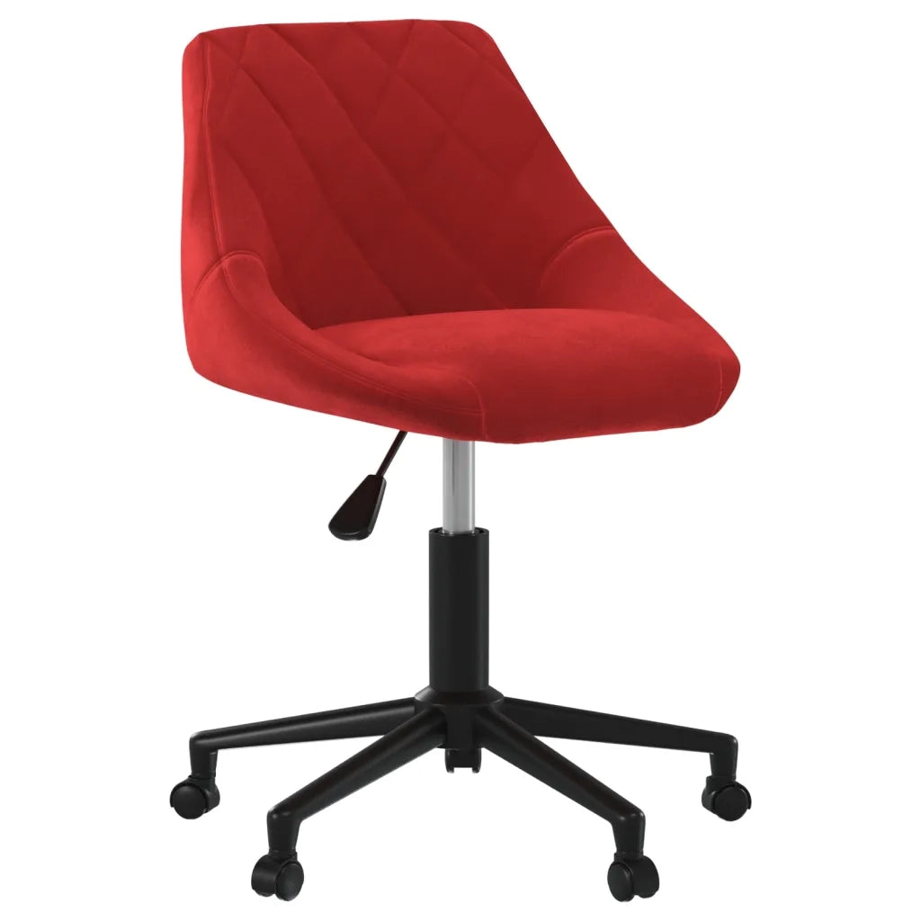 Sedia Girevole da Ufficio Rosso Vino in Velluto 335490