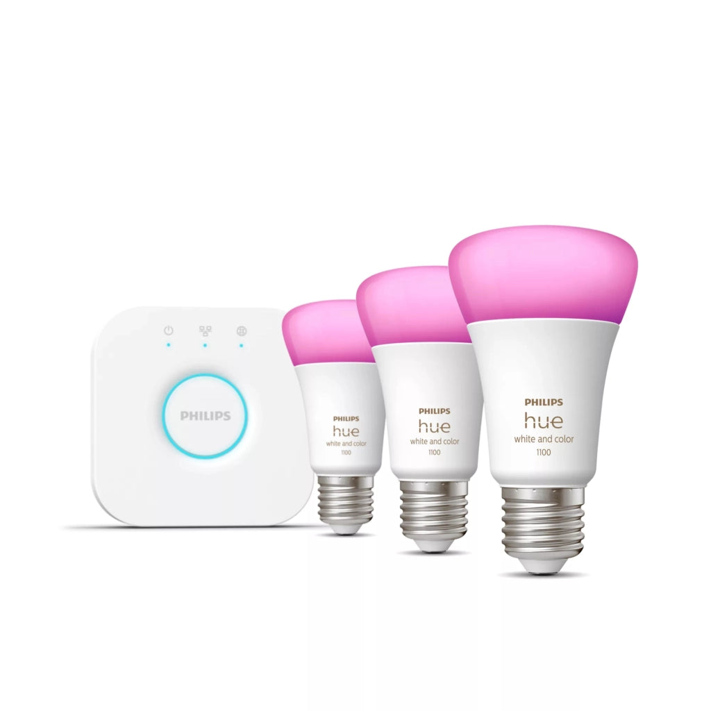 Philips hue white and color ambiance starter kit: 3 lampadine connesse e27 (1100) - 929002468811