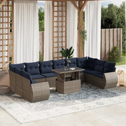Set Divani da Giardino 11 pz con Cuscini Grigio in Polyrattan 3268781