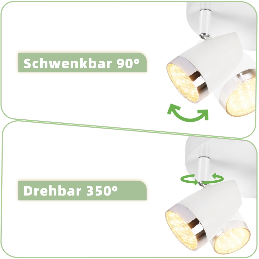ZMH Faretto da soffitto a 3 luci da 12W orientabile a 350° Lampada da soffitto Soggiorno