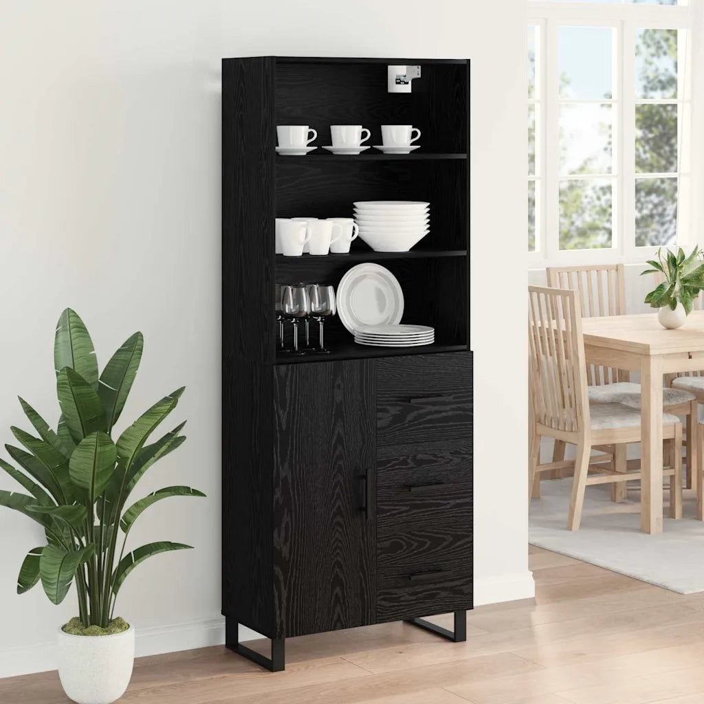 Credenza con cassetto 2 pcs Rovere Nero Legno multistrato 3416213