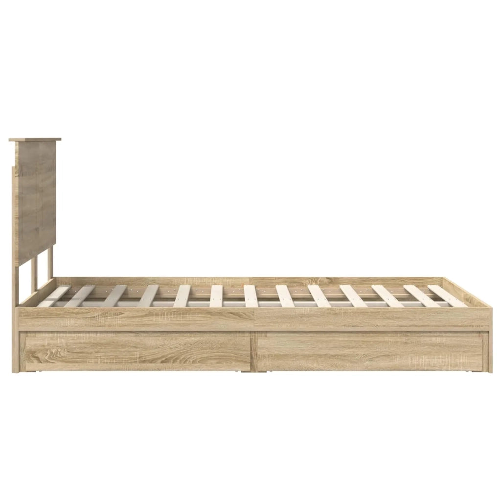 Letto con Contenitore con testiera Rovere Sonoma 135 x 190 cm 3409561
