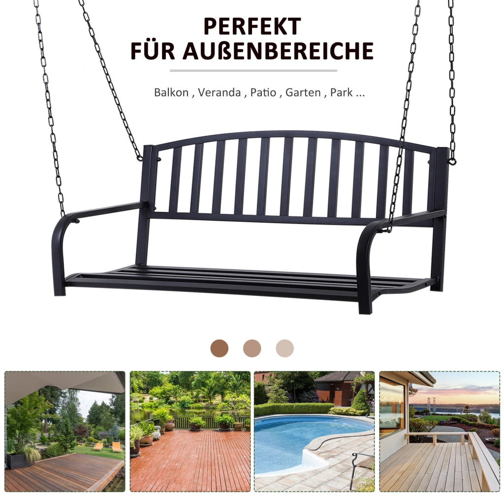 Altalena Hollywood a 2 posti in metallo per giardino e terrazzo nera