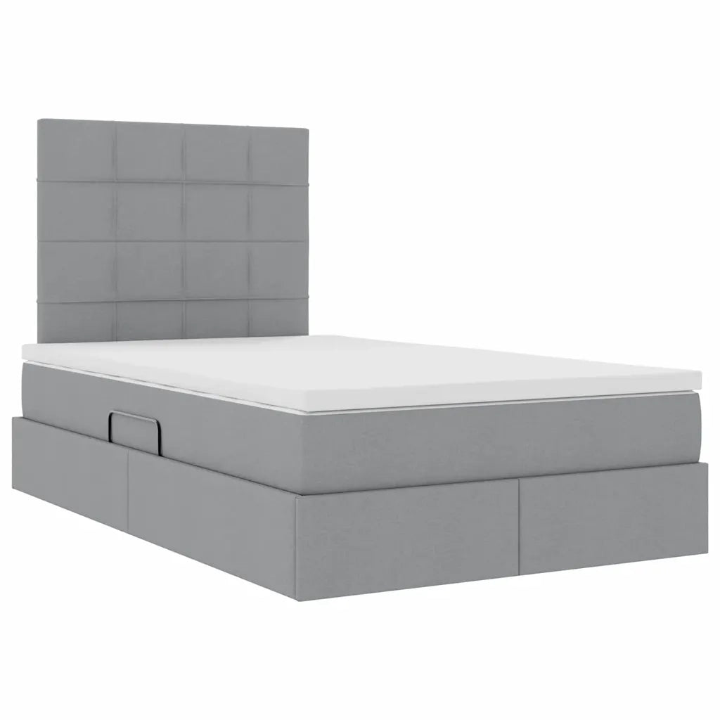 Letto con contenitore e LED con led Grigio chiaro 120 x 190 cm 3372402