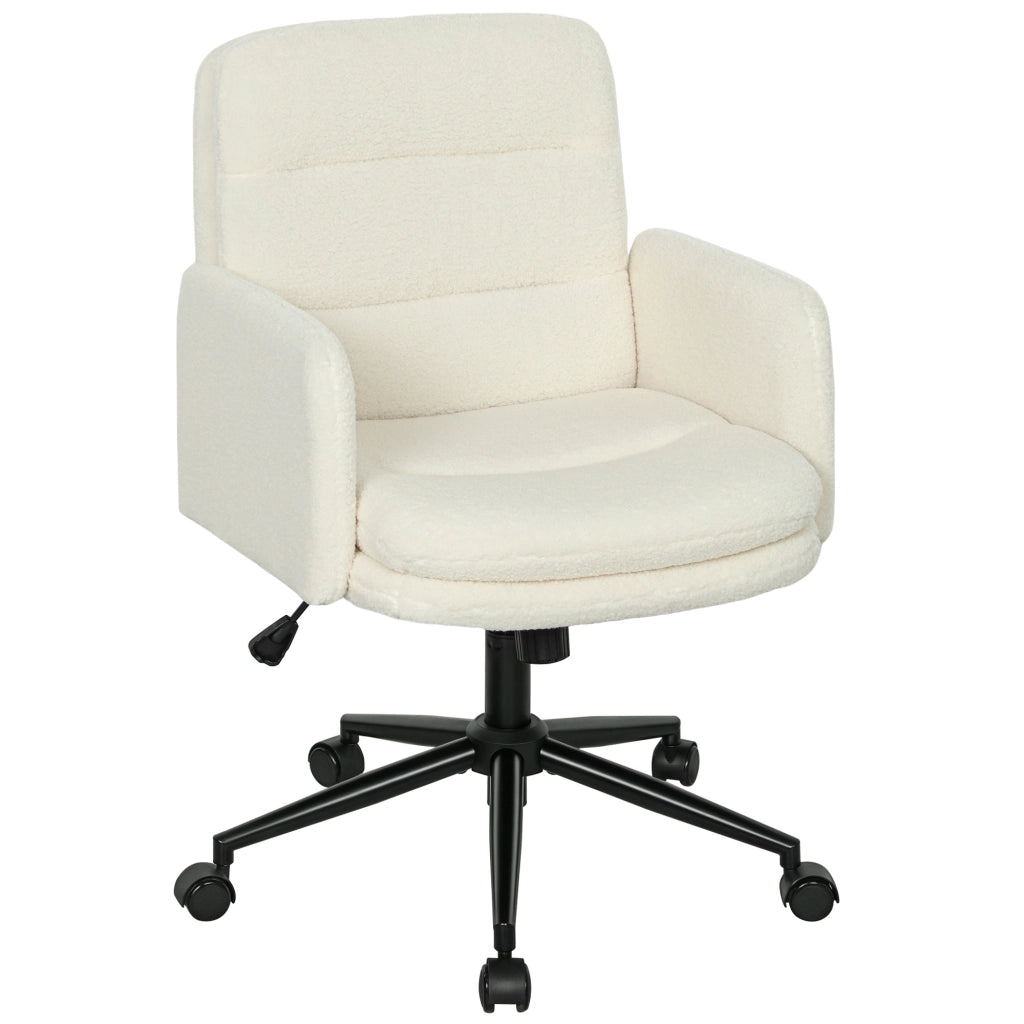 Sedia da ufficio con braccioli e rotelle ¨C Minimal ¨C crema, tessuto