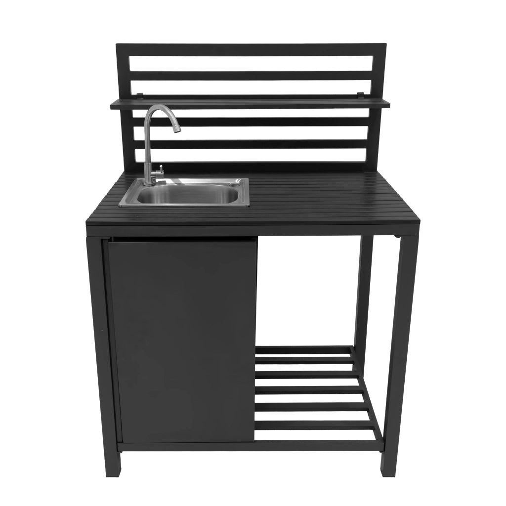 Cucina da Esterno 3 Pezzi con Lavello Set Modulare Angolare in Alluminio Grigio