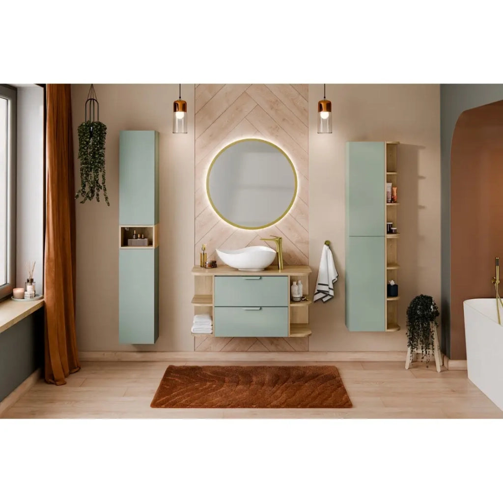 Mobile sottolavabo OSTER 60 cm verde salvia sospeso con 2 cassetti