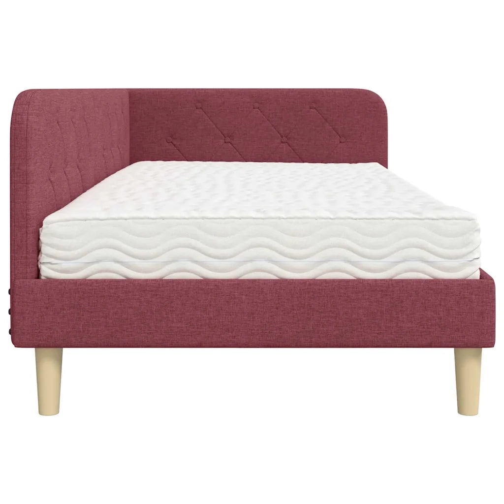 Cornice del letto ad angolo Rosso Vino 90 x 190 cm Tessuto 3394112