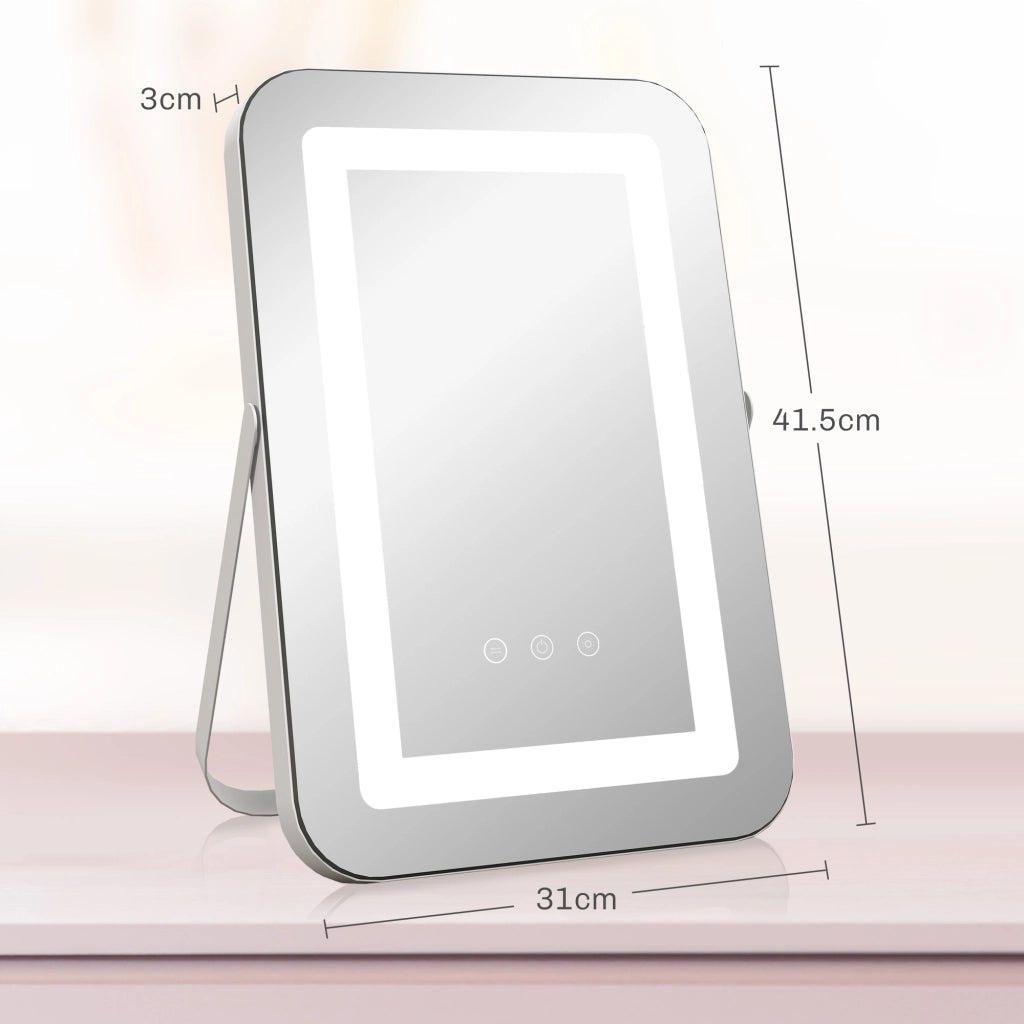 Specchio Trucco con Luci e Ingranditore ¨C Minimal ¨C Bianco 31x41.5x3cm
