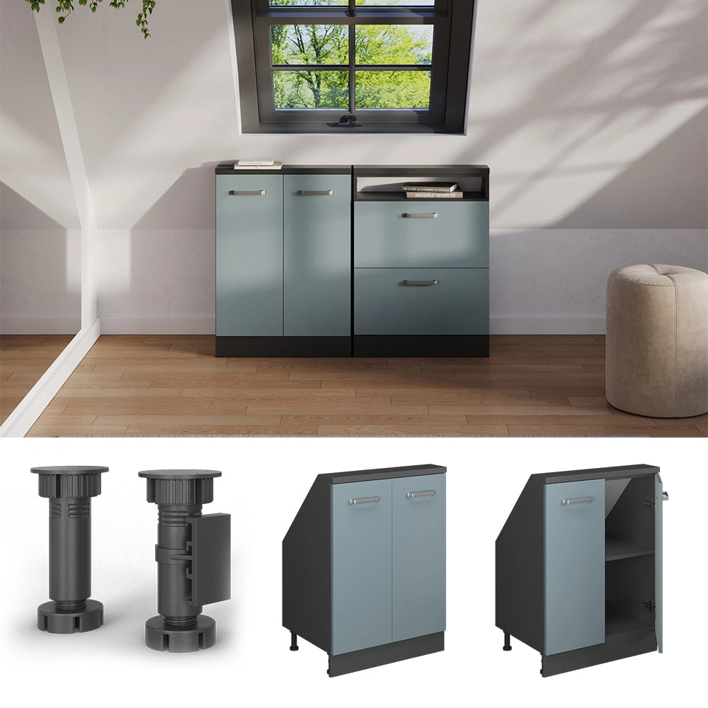 Mobile sottotetto Rion Grigio-blu/Antracite con 2 porte Vicco