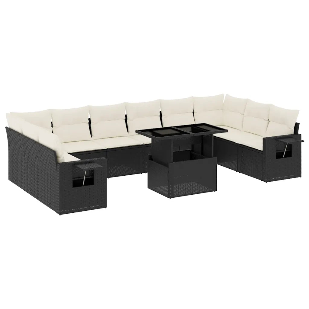 Set Divani da Giardino 11 pz con Cuscini in Polyrattan Nero 3268146