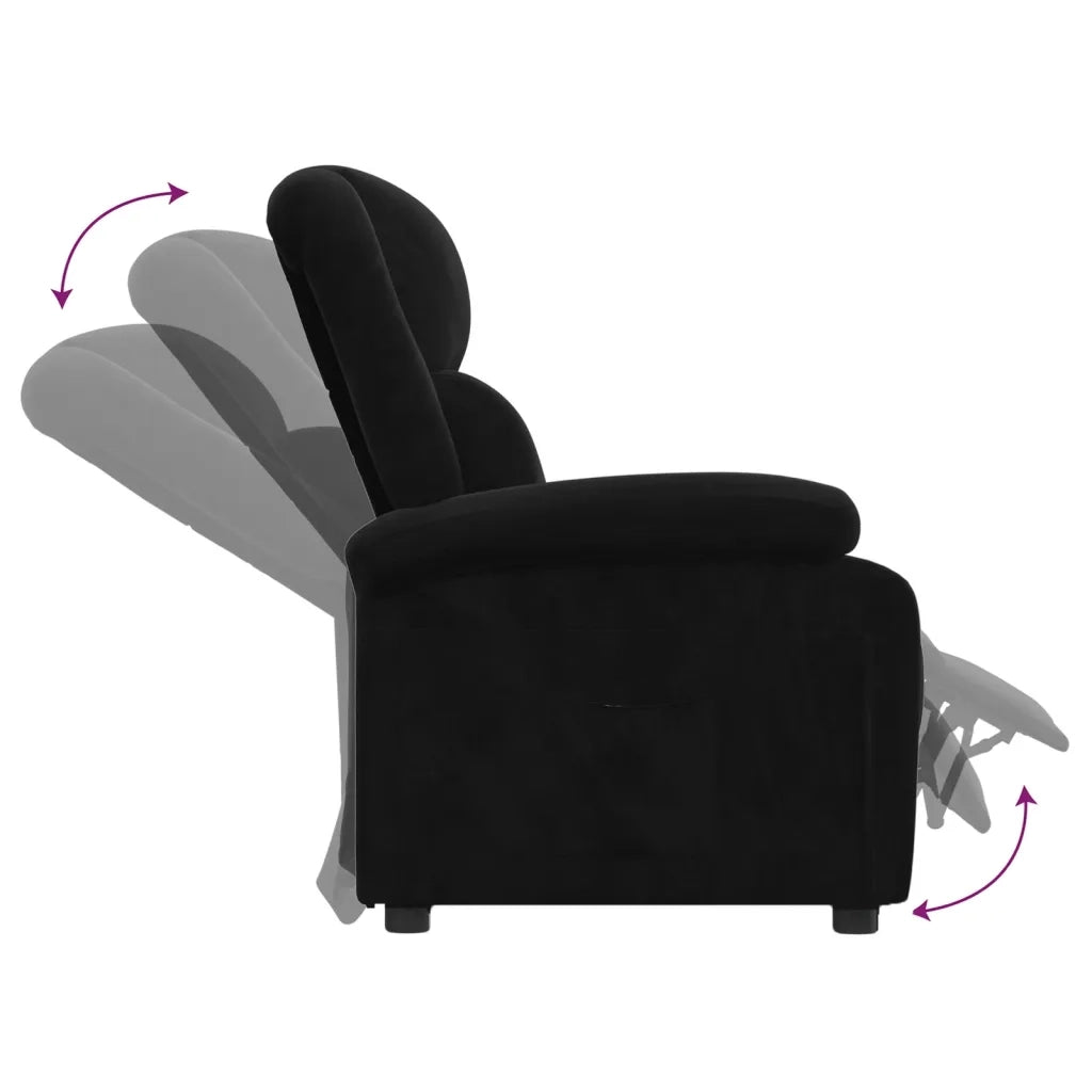 Poltrona | Sedia Relax Reclinabile Nera in Velluto