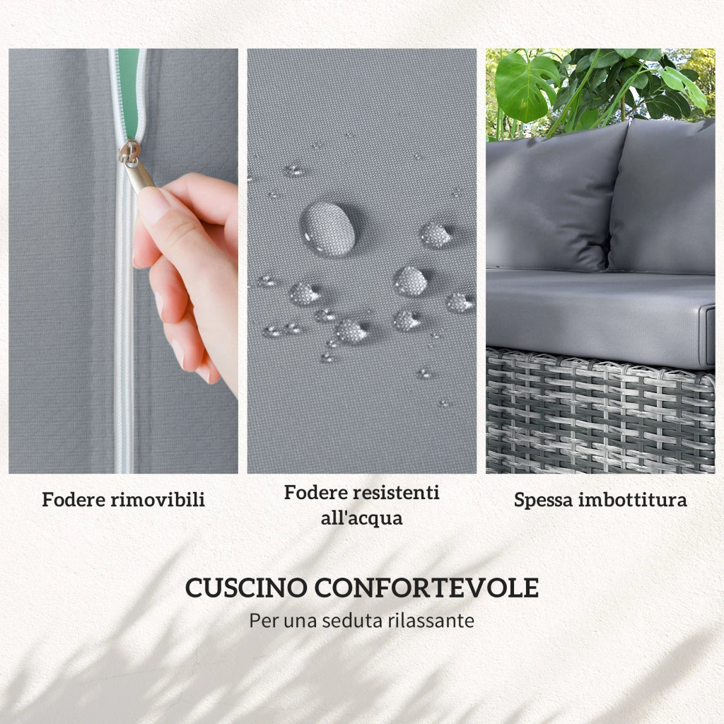 Set da Giardino 4 Pezzi con Divani e Tavolini ¨C Minimal ¨C Acciaio e Rattan