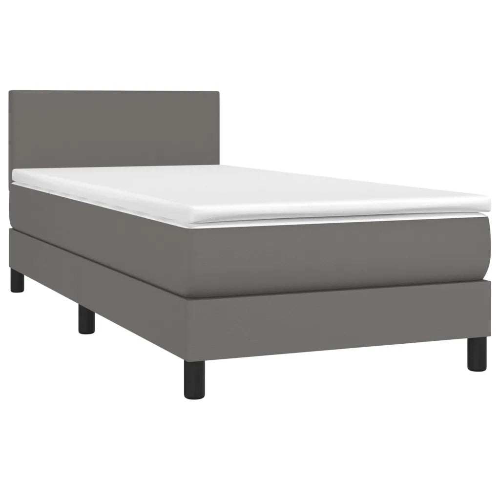 Giroletto Molle con Materasso e LED-Struttura Letto Grigio 100x200cm Similpelle