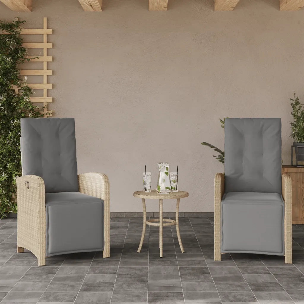 Set da Bistrò 3 pz con Cuscini Beige Misto in Polyrattan 365205