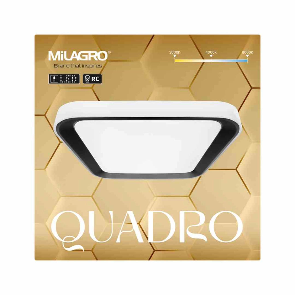 Plafoniera LED quadrata 50x50 nera dimmerabile Milagro