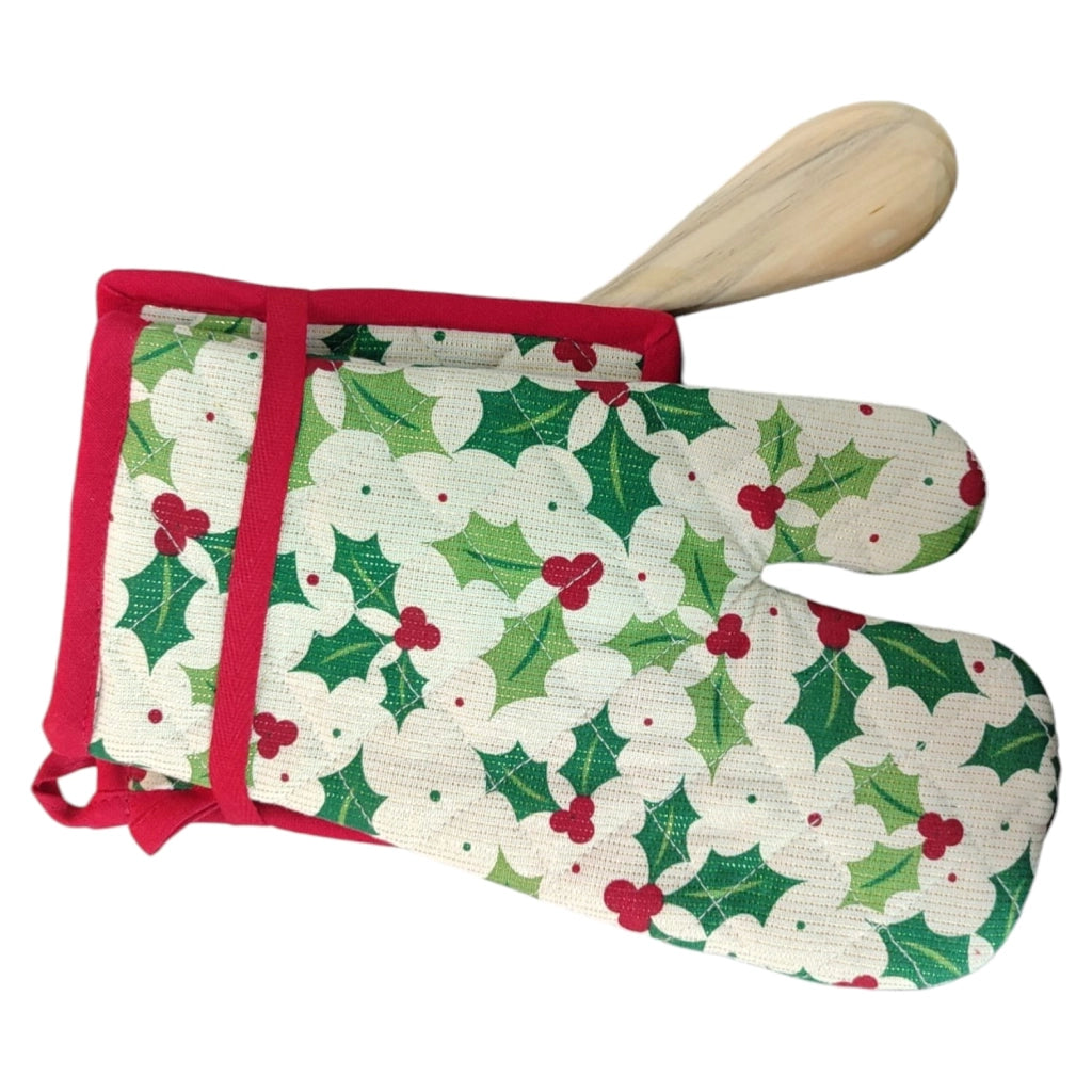 SET CUCINA CON CUCCHIAIO IN COTONE 3 PEZZI