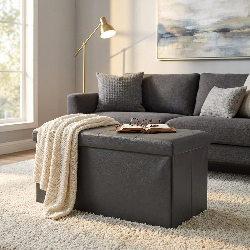 Pouf contenitore in similpelle - HARRIS