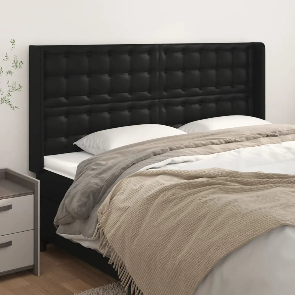 Testiera ad Orecchio-Testata con Orecchie Nera 203x16x118/128 cm in Similpelle 760137