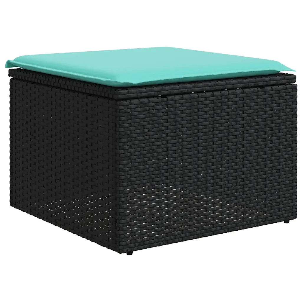 Set Divani da Giardino 7 pz con Cuscini Nero in Polyrattan 3227884
