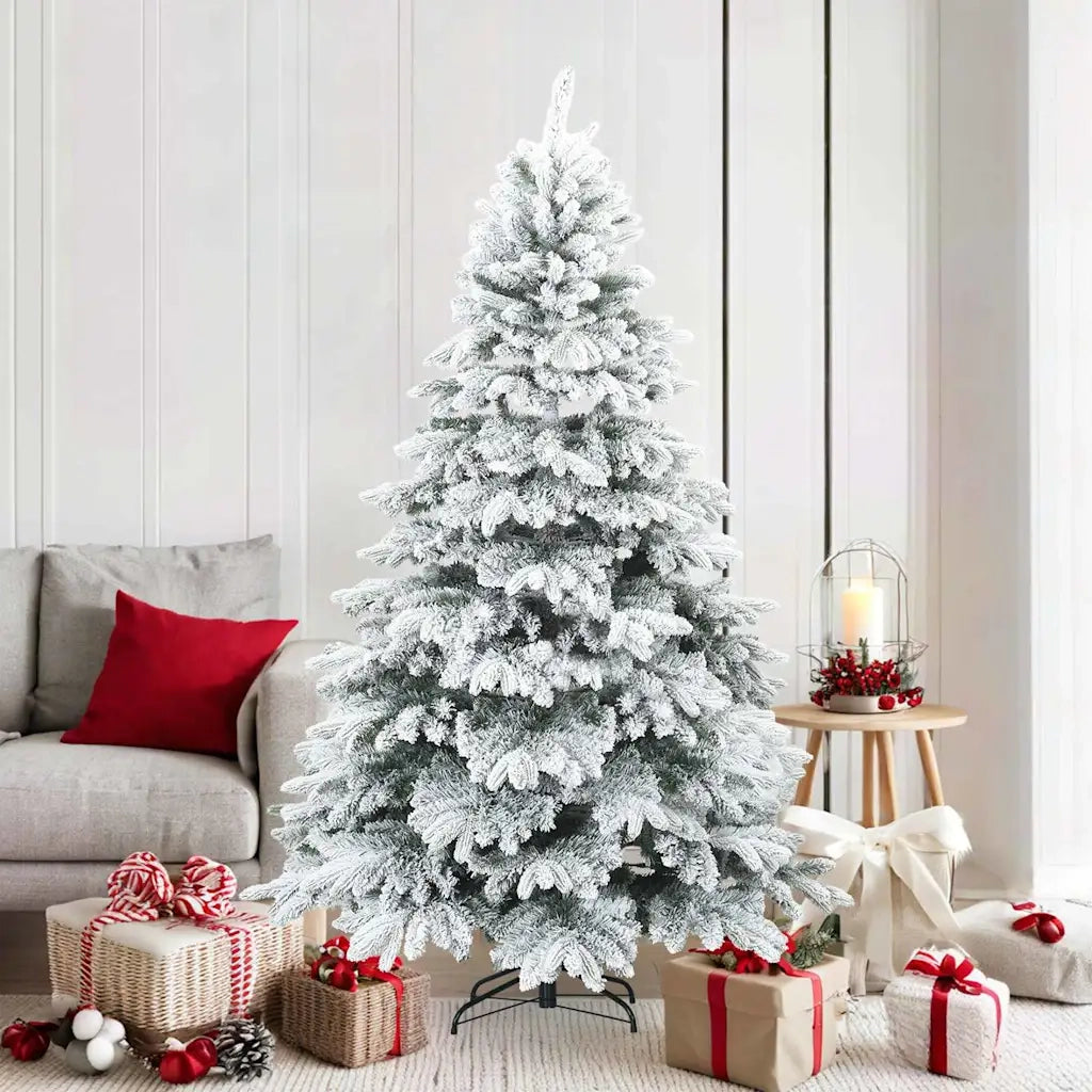 Albero di Natale Artificiale Snodato Foderato di Neve Bianco 42019318