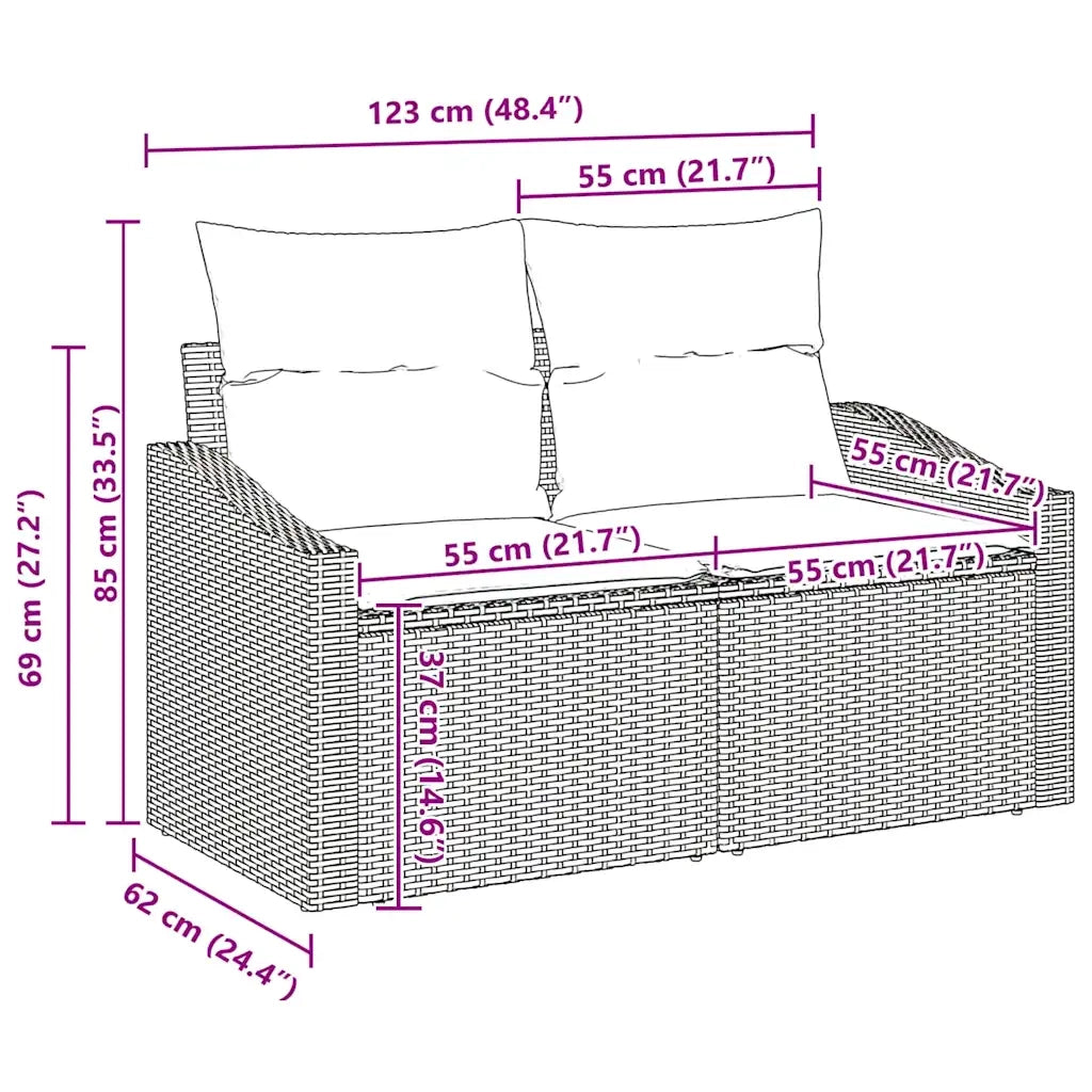 Set di divani con cuscino con cuscino 5 pcs Nero polyrattan 3346593
