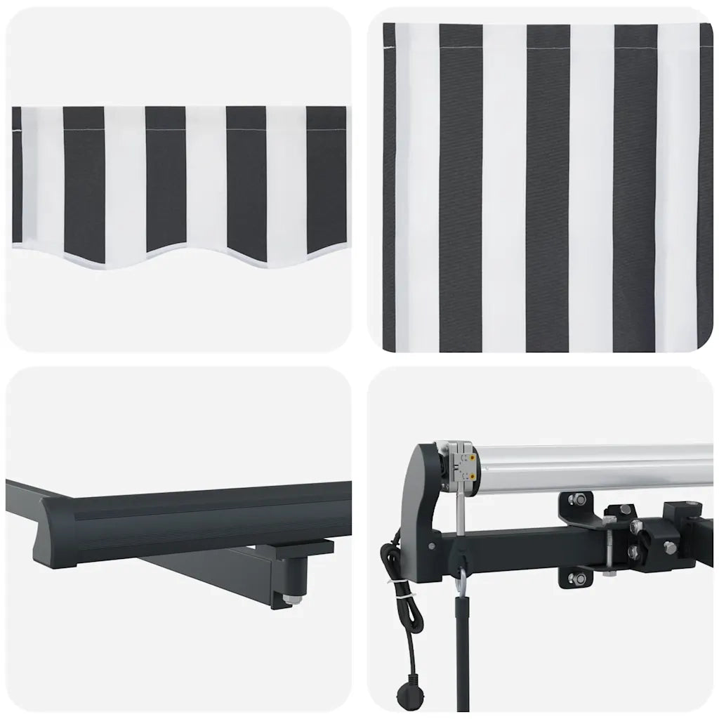 Tenda Sole Retrattile Automatica Antracite e Bianco 400x300 cm 3310232
