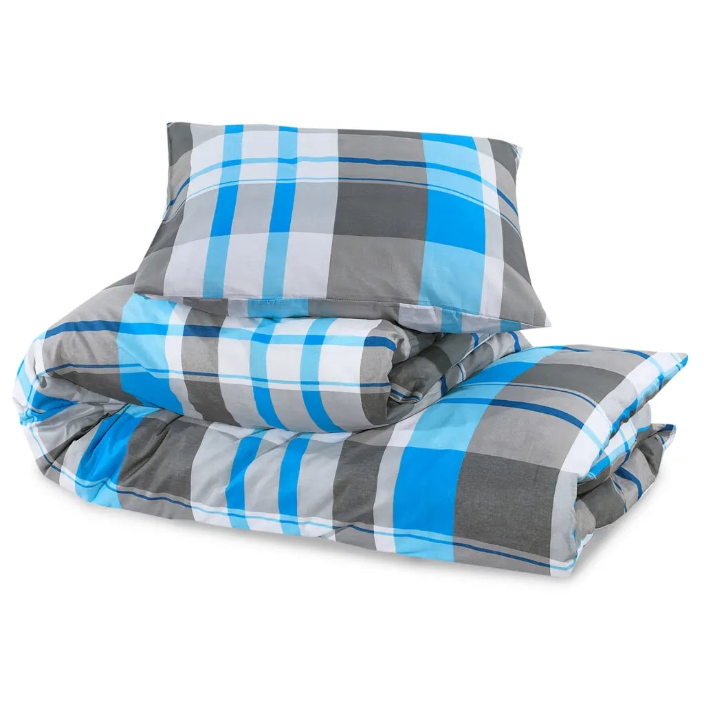 Set Copripiumino Blu e Grigio 155x220 cm in Cotone 136071