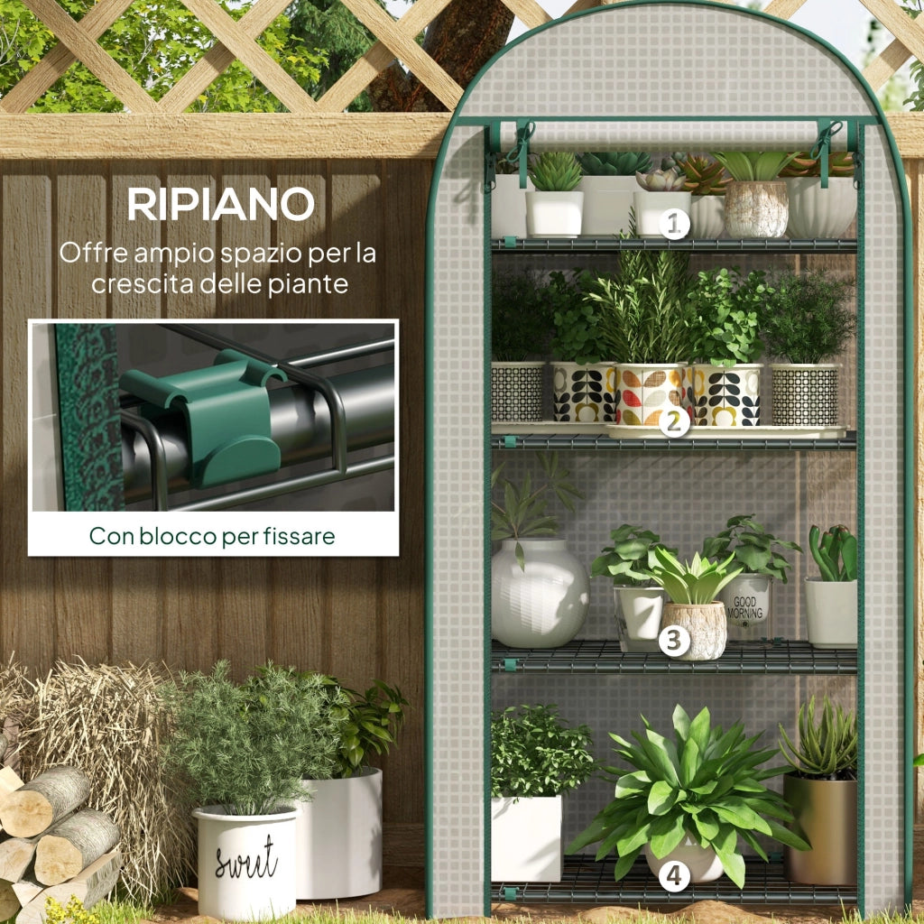 Serra Verticale da Giardino ¨C Xylo ¨C 4 Ripiani Metallo Bianco 80x50x160