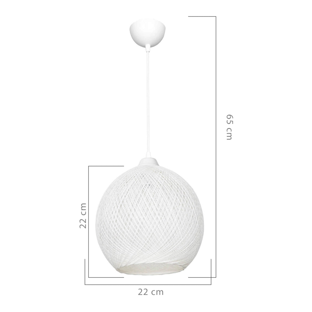 Lampada a Sospensione 'Lisburn' con Paralume a Globo in Iuta - Bianco [lux.pro]