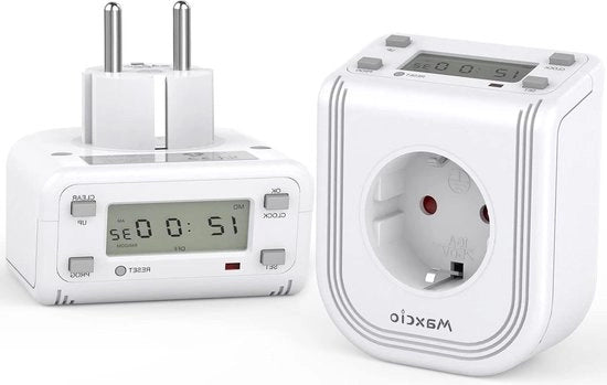 Timer digitale con conto alla rovescia e modalità luce - contatore programmabile per presa di corrente - timer elettronico (2 pezzi)