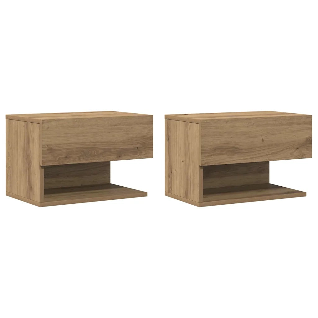 Comodini a Muro 2 pz Rovere Artigianale 856823