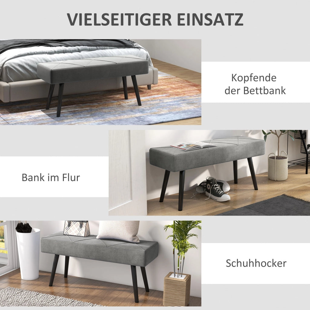 Panca letto imbottita ¨C Minimal ¨C Grigio 100x36x45 cm