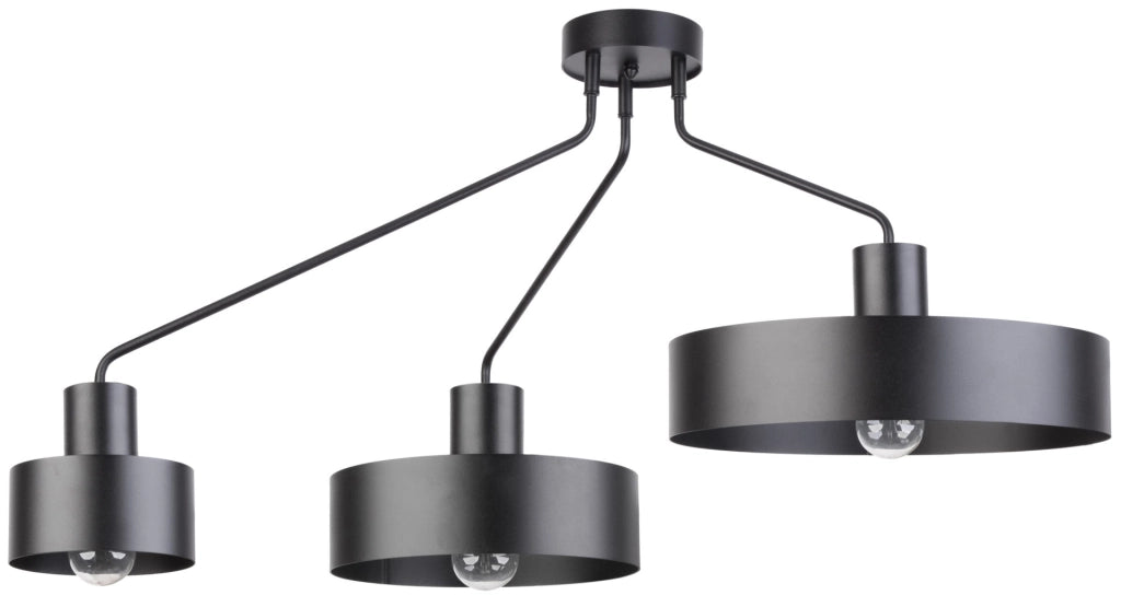 Plafoniera loft nera Jumbo a braccio 3 luci E27 Sigma
