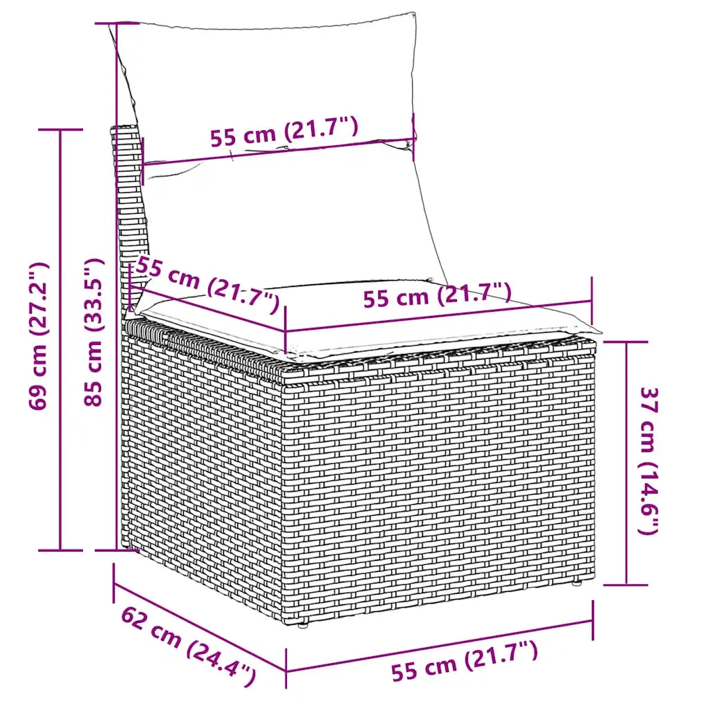 Set Divano Giardino 10 pz con Cuscini Grigio Chiaro Polyrattan 3223031