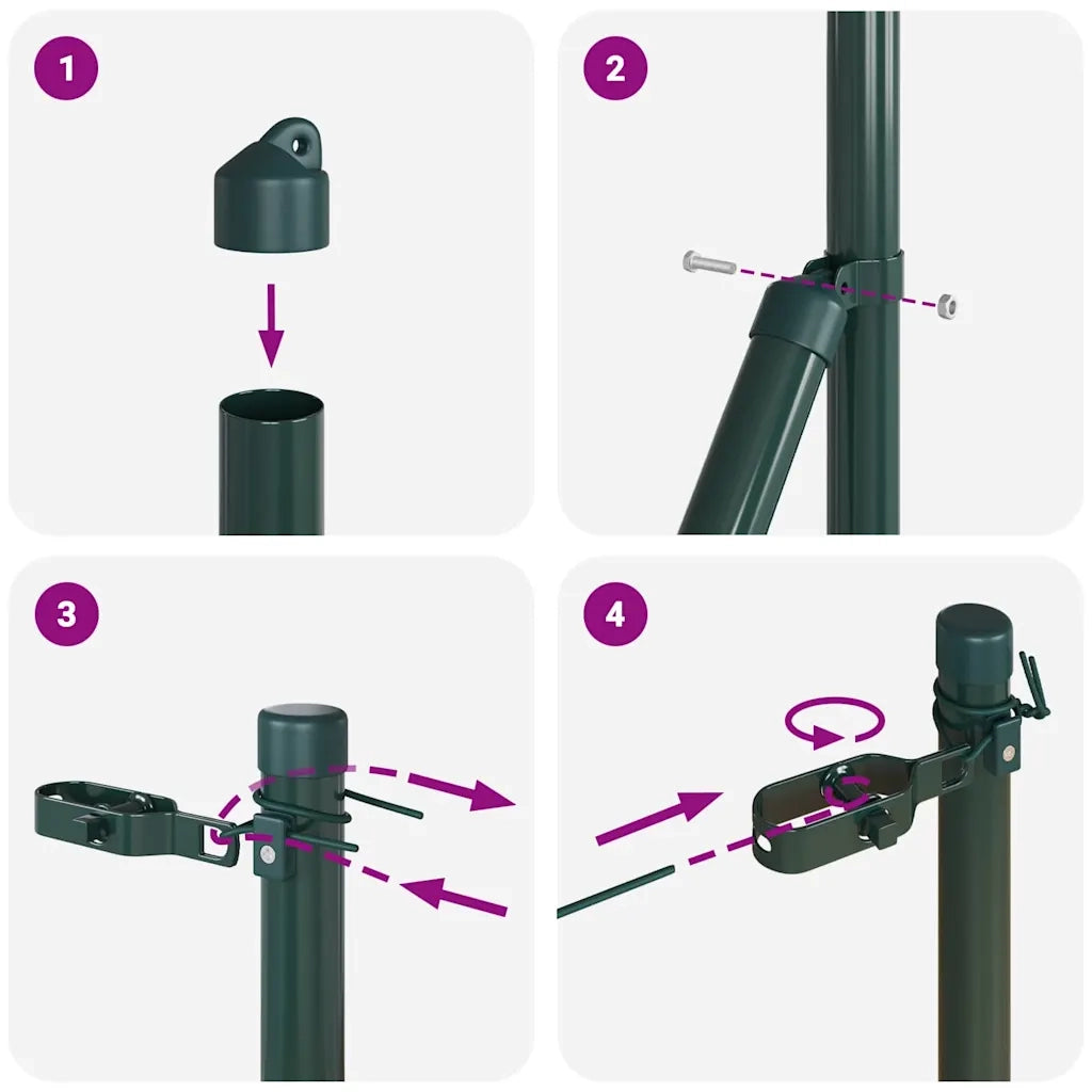 Palo della recinzione 13 pz Verde Acciaio CFW1592584