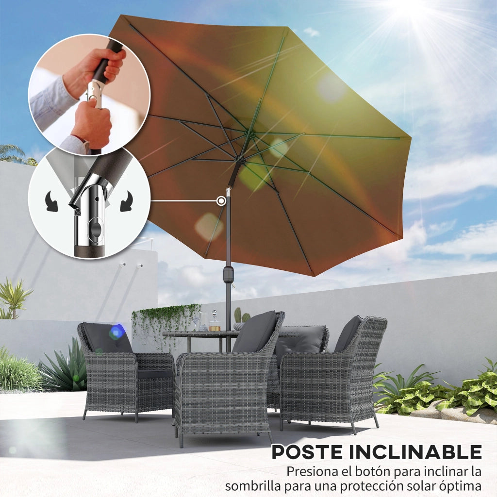 Ombrellone da Giardino ¨C zephmum ¨C 295x250 cm Grigio con Manovella e Inclinazione
