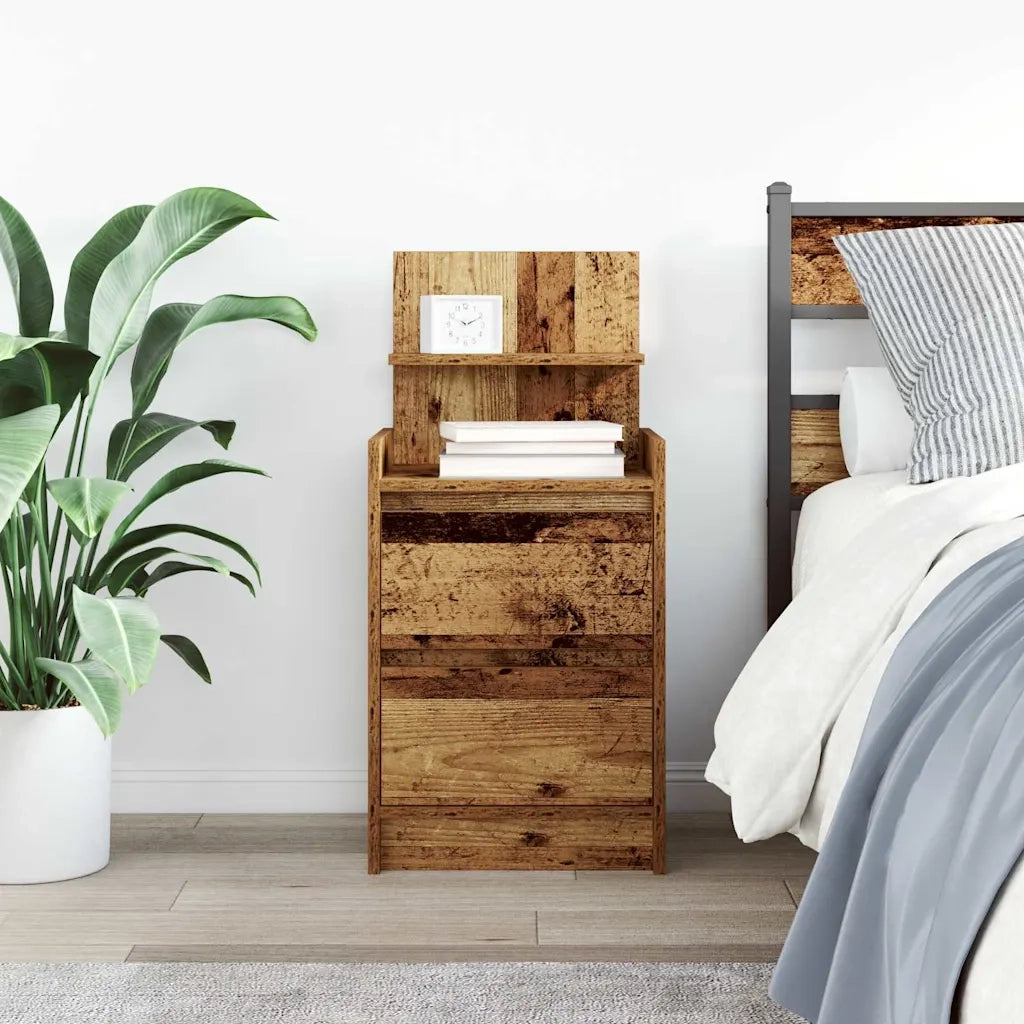 Comodino con 2 Cassetti Legno Antico 38x34x80 cm 861369