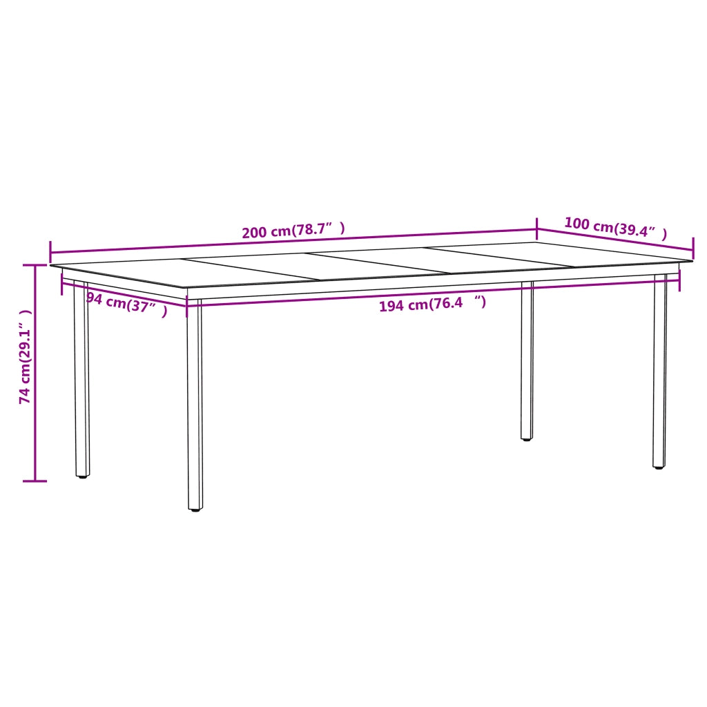 Set da Pranzo per Giardino 9 pz con Cuscini Nero 3099154