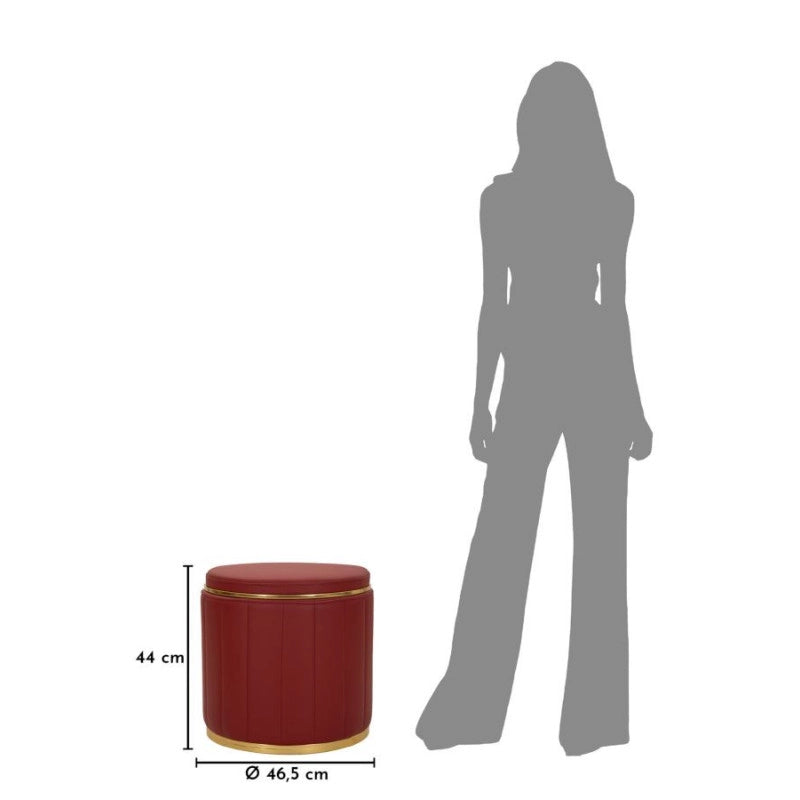 Puff Con Contenitore London Rosso cm ø 46,5x44