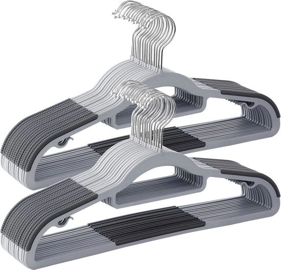 Hangers per abbigliamento con presa anti-slip - 50 pezzi - Grigio