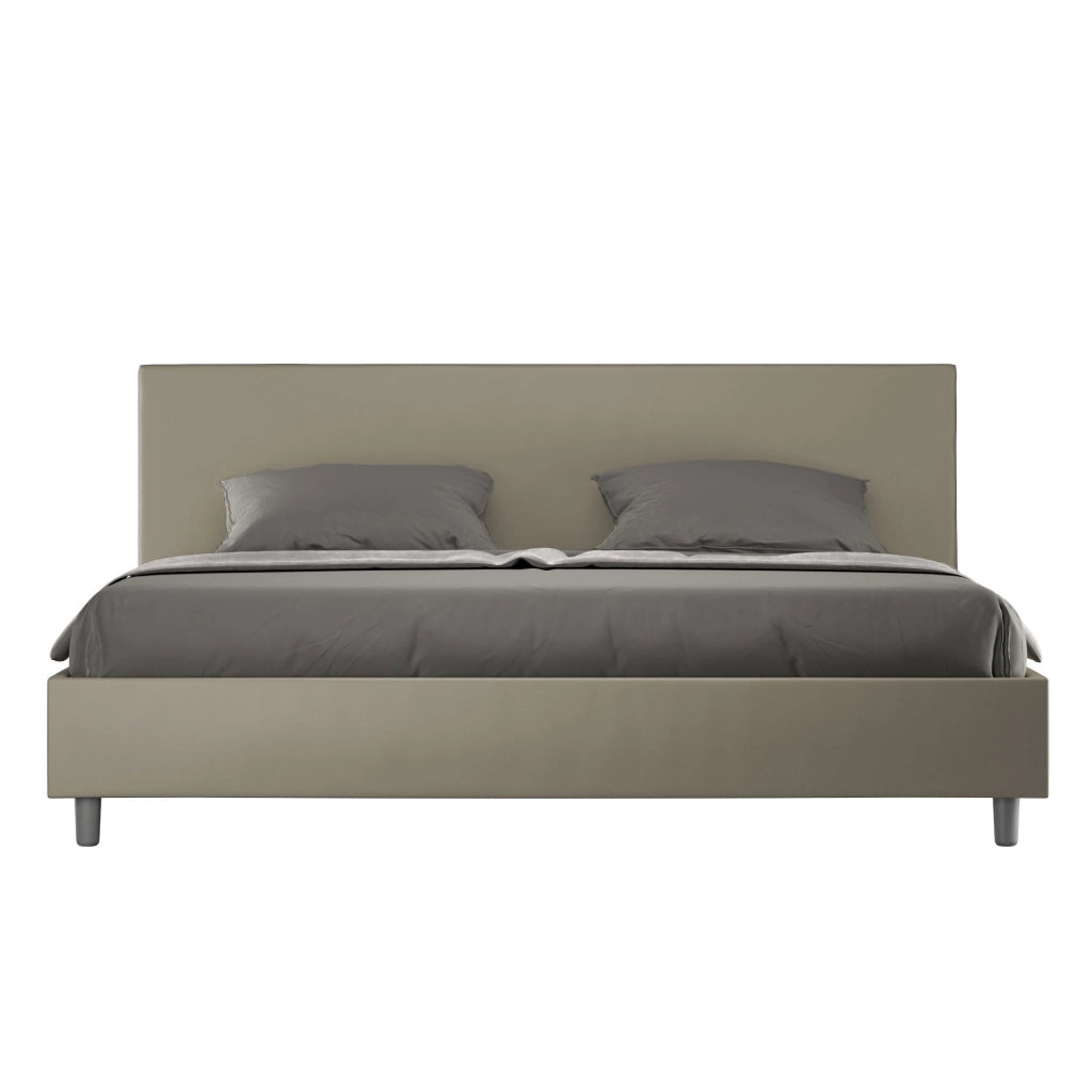 BS COM Letto con rete imbottito 180x200 similpelle cappuccino