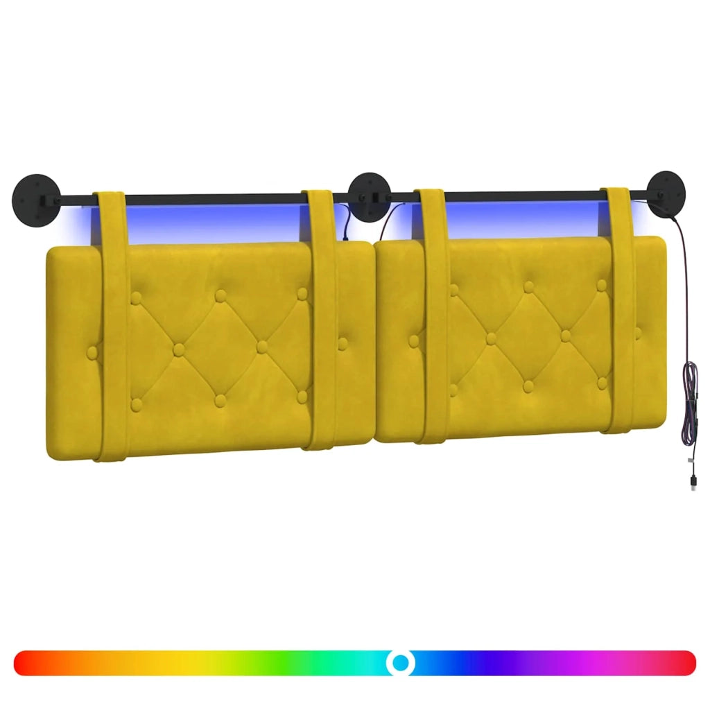 Testiera | Testata sospesa Con luce LED Giallo Velluto