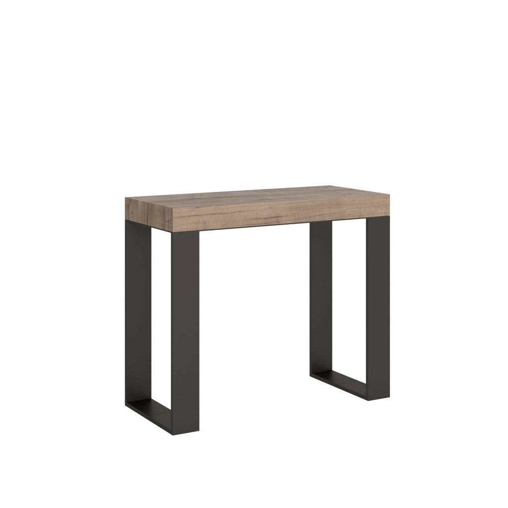Consolle allungabile 90x40/196 cm Tecno Small Premium Quercia Natura telaio Antracite