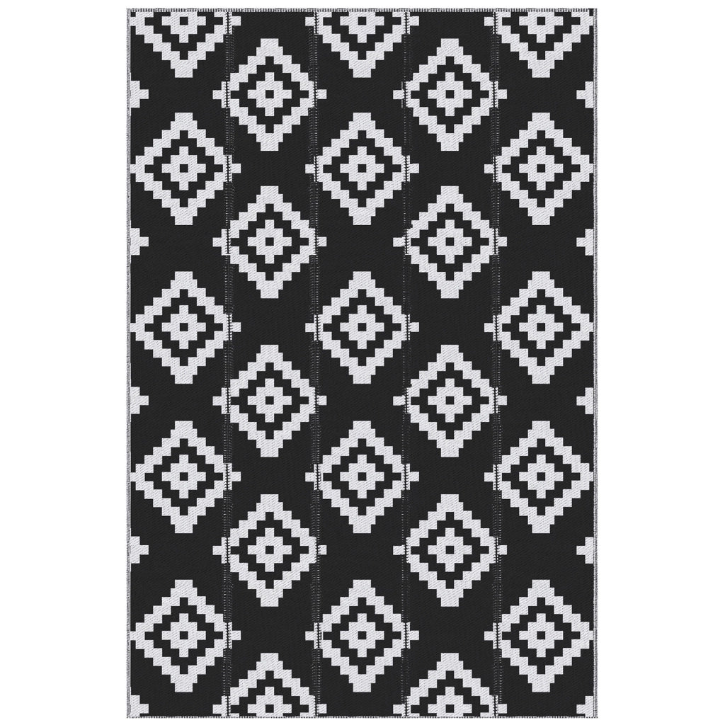 Tappeto Esterno Reversibile per Balcone e Terrazza ¨C Minimal ¨C Nero e Bianco 274x182 cm