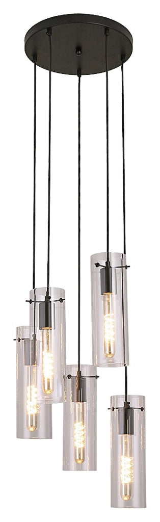 Lampada a sospensione Rabalux Acantha 5xE27 nera Ø35cm